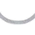 Bridal Triple Row CZ Slide Bolo Tennis Bracelet Silver Plated Prom Jewelry - Image 2