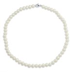 Traditional Bridal Classic Pearl Strand Necklace 7MM 18" with Silver Clasp