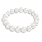 Fashion Set Of 3 Stackable White Faux Pearl Strand Stretch Bracelet 8MM Beads - Image 2