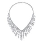 Art Deco Bridal Teardrop CZ Collar Necklace Silver Plated