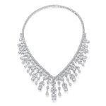 Art Deco Bridal Teardrop CZ Collar Necklace Silver Plated