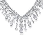 Art Deco Bridal Teardrop CZ Collar Necklace Silver Plated - Image 2