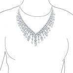 Art Deco Bridal Teardrop CZ Collar Necklace Silver Plated - Image 5