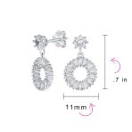Fancy Cocktail Open Baguette Circle Drop Stud Earrings Cubic Zirconia CZ .925 Sterling Silver - Image 4
