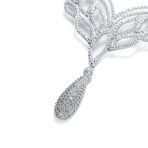 Art Deco Leaf Collar Necklace with Teardrop CZ Silver - Image 3