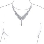 Art Deco Leaf Collar Necklace with Teardrop CZ Silver - Image 5