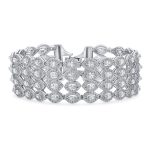 Art Deco CZ Marquise 4 Row Wide Tennis Bracelet Silver
