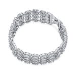 Art Deco CZ Marquise 4 Row Wide Tennis Bracelet Silver - Image 2