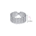 Art Deco CZ Marquise 4 Row Wide Tennis Bracelet Silver - Image 4