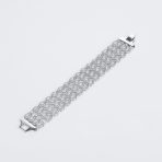 Art Deco CZ Marquise 4 Row Wide Tennis Bracelet Silver - Image 5