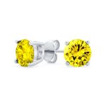 4CTW Round Yellow CZ Solitaire Stud Earrings & Pendant Necklace Set .925 Sterling Silver - Image 25