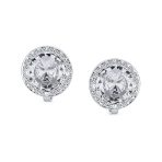 Traditional 2CT Round Black CZ Halo Clip-On Earrings Silver Plated 7MM - Image 8