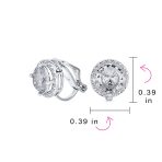 Traditional 2CT Round Black CZ Halo Clip-On Earrings Silver Plated 7MM - Image 16