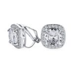 Traditional 2CT Round CZ Solitaire Halo Clip-On Earrings GoldSilver Non-Pierced - Image 4