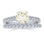 1 CT Canary Yellow Solitaire CZ Cubic Zirconia Engagement Ring Set & Eternity Band Sterling Silver - Image 2