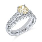 1 CT Canary Yellow Solitaire CZ Cubic Zirconia Engagement Ring Set & Eternity Band Sterling Silver - Image 3