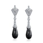 Briolette Faceted Teardrop Cubic Zirconia CZ Chandelier Earrings .925 Sterling Silver