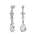 Briolette Teardrop CZ Dangle Chandelier Earrings Sterling Silver Gemstone - Image 2