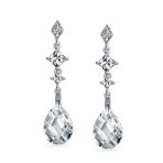 Briolette Teardrop CZ Dangle Chandelier Earrings Sterling Silver Gemstone - Image 6