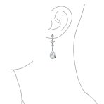 Briolette Teardrop CZ Dangle Chandelier Earrings Sterling Silver Gemstone - Image 10