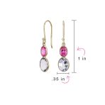 Classic 10K Gold Faceted Double Natural Stones Bezel Set Oval Drop Earrings - Image 11