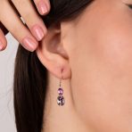Classic 10K Gold Faceted Double Natural Stones Bezel Set Oval Drop Earrings - Image 14