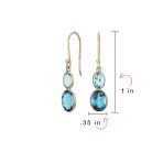 Classic 10K Gold Faceted Double Natural Stones Bezel Set Oval Drop Earrings - Image 10