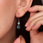 Classic 10K Gold Faceted Double Natural Stones Bezel Set Oval Drop Earrings - Image 13