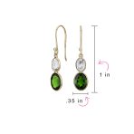 Classic 10K Gold Faceted Double Natural Stones Bezel Set Oval Drop Earrings - Image 12