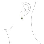 Classic 10K Gold Faceted Double Natural Stones Bezel Set Oval Drop Earrings - Image 9