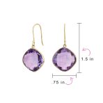 Classic 10K Yellow Gold Amethyst Faceted Briolette Bezel Set Square Dangle Drop Earrings Fish Hook - Image 7