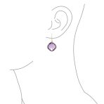 Classic 10K Yellow Gold Amethyst Faceted Briolette Bezel Set Square Dangle Drop Earrings Fish Hook - Image 5