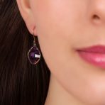Classic 10K Yellow Gold Amethyst Faceted Briolette Bezel Set Square Dangle Drop Earrings Fish Hook - Image 9
