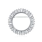 Purple Amethyst CZ Baguette Cut Eternity Circle Scarf Brooch Pin Silver Plated - Image 2