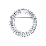 Purple Amethyst CZ Baguette Cut Eternity Circle Scarf Brooch Pin Silver Plated - Image 4