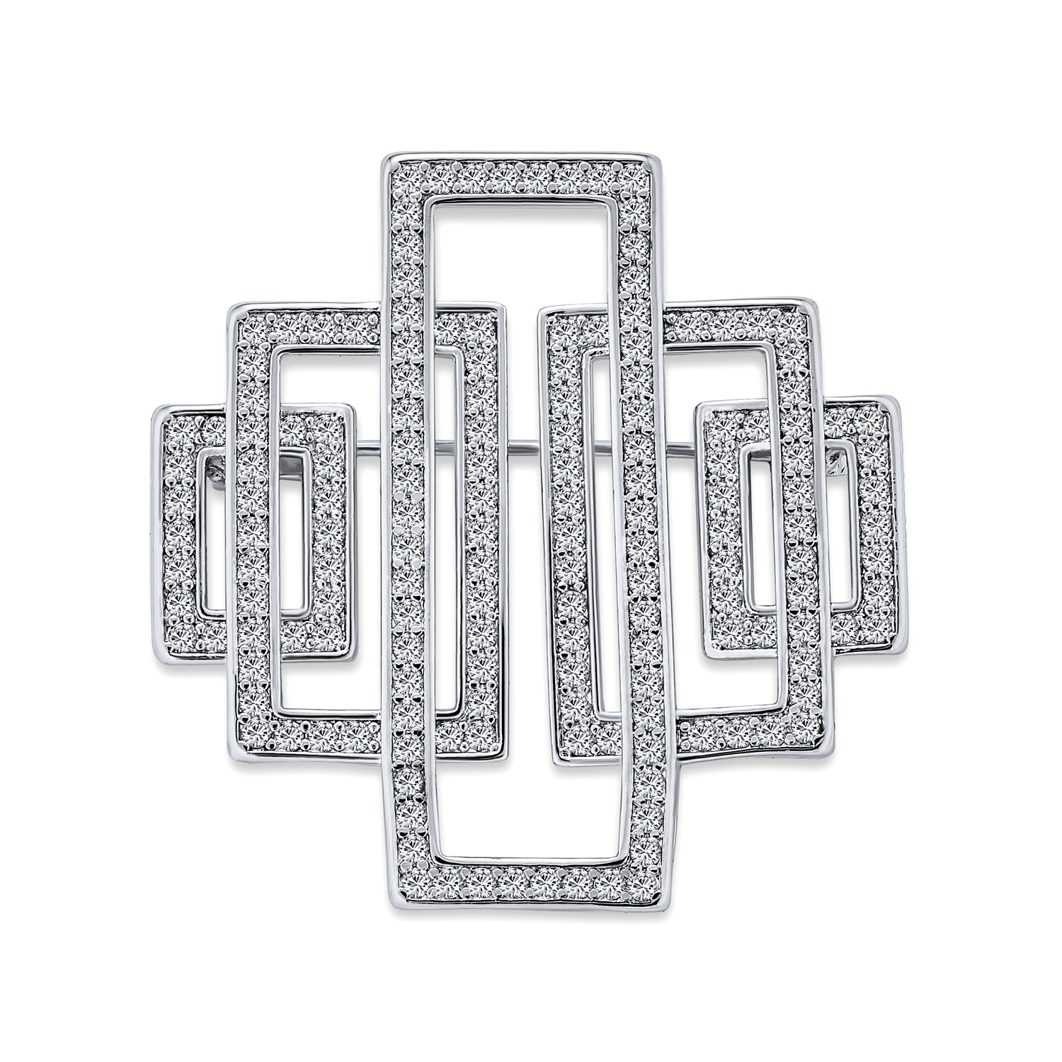 brooch-pin-bridal-silver-gatsby_oa-44ola03_20_1 Art Deco Style Statement Large Rectangular CZ Cubic Zirconia Scarf Brooch Pin - Image 1