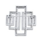 Art Deco Style Statement Large Rectangular CZ Cubic Zirconia Scarf Brooch Pin - Image 2