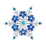 Large Multi Color Ice Blue Frozen Flower Brooche Pin Crystal Holiday Party