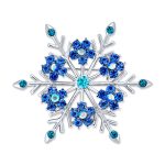 Large Multi Color Ice Blue Frozen Flower Brooche Pin Crystal Holiday Party