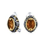Fashion Crystal Oval Bali Style Clip-On Earrings Non-Pierced Ears Multiple Colors - Image 2
