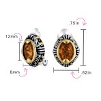 Fashion Crystal Oval Bali Style Clip-On Earrings Non-Pierced Ears Multiple Colors - Image 11
