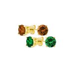 Set of 2 Black Round Solitaire CZ Stud Earrings Gold Plated Sterling Silver 10MM - Image 7