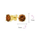 1-2 CT Round CZ Stud Earrings in Pink Red Blue Brown Green Gold Plated Silver - Image 13