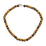 Semi-Precious Natural Tiger Eye Round Stone 10MM Bead Ball Strand Necklace 16-19 Inch