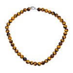 Semi-Precious Natural Tiger Eye Round Stone 10MM Bead Ball Strand Necklace 16-19 Inch