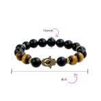 Unisex Talisman Amulet Stretch Bracelet with Gemstones and Hamsa Hand Charm - Image 4
