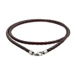 Brown Black Leather Braided Necklace Pendant Cords Sterling Silver 14 -24 Inch - Image 2