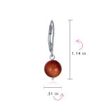Simple Gemstone 8MM Drop Ball Earrings Secure Hinge Lever Back Sterling Silver - Image 63
