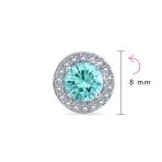 Round Solitaire Halo Purple CZ Stud Earrings.925 Sterling Silver 8MM - Image 13