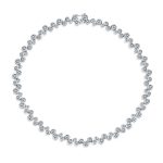Modern Bride Zig Zag Cocktail CZ Round Bubble Bezel Set Zirconia Tennis Necklace 16 Inch